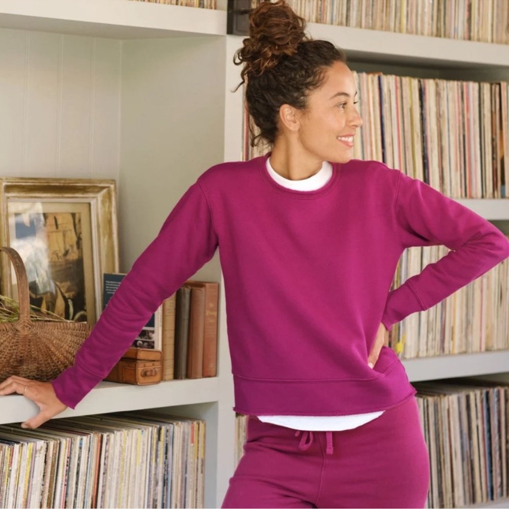 Frank & Eileen James Boyfriend Crew Neck Sweatshirt size M Fuchsia